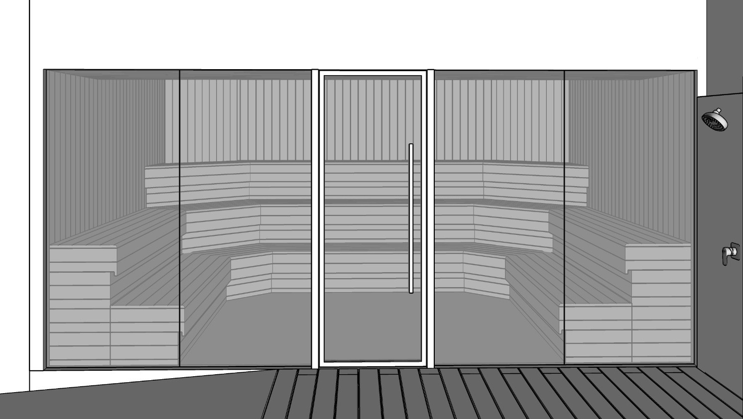 A person in a sauna, feeling the heat.